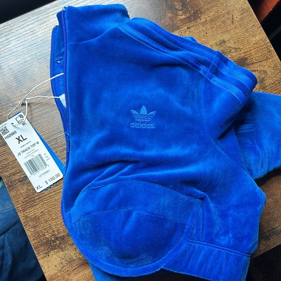 NWT - Adidas X Jeremy Scott Blue Velour Crop Top Track Jacket - Picture 9 of 9